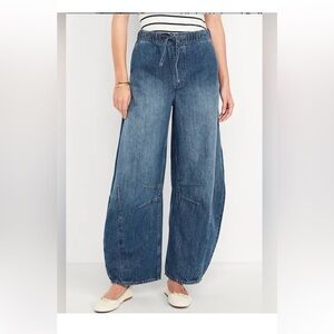 Old navy high waisted pull on barrel jeans